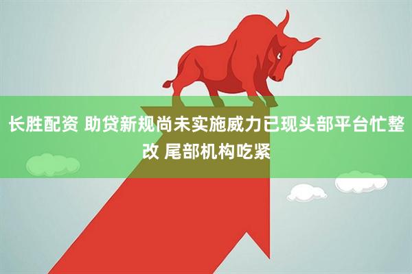 长胜配资 助贷新规尚未实施威力已现头部平台忙整改 尾部机构吃紧
