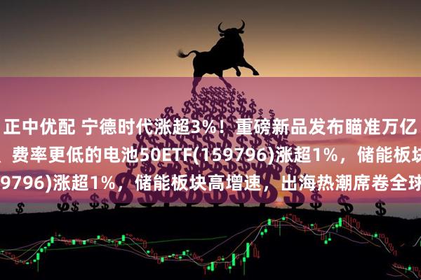 正中优配 宁德时代涨超3%！重磅新品发布瞄准万亿市场，同类规模领先、费率更低的电池50ETF(159796)涨超1%，储能板块高增速，出海热潮席卷全球！