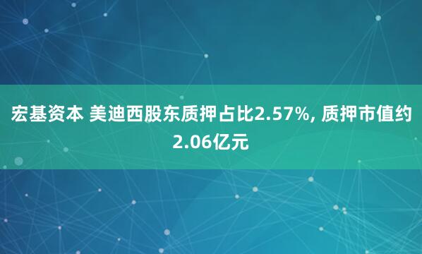 宏基资本 美迪西股东质押占比2.57%, 质押市值约2.06亿元