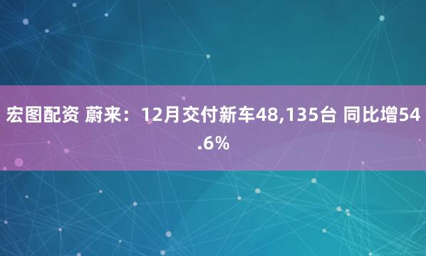宏图配资 蔚来:12月交付新车48,135台 同比增54.6%